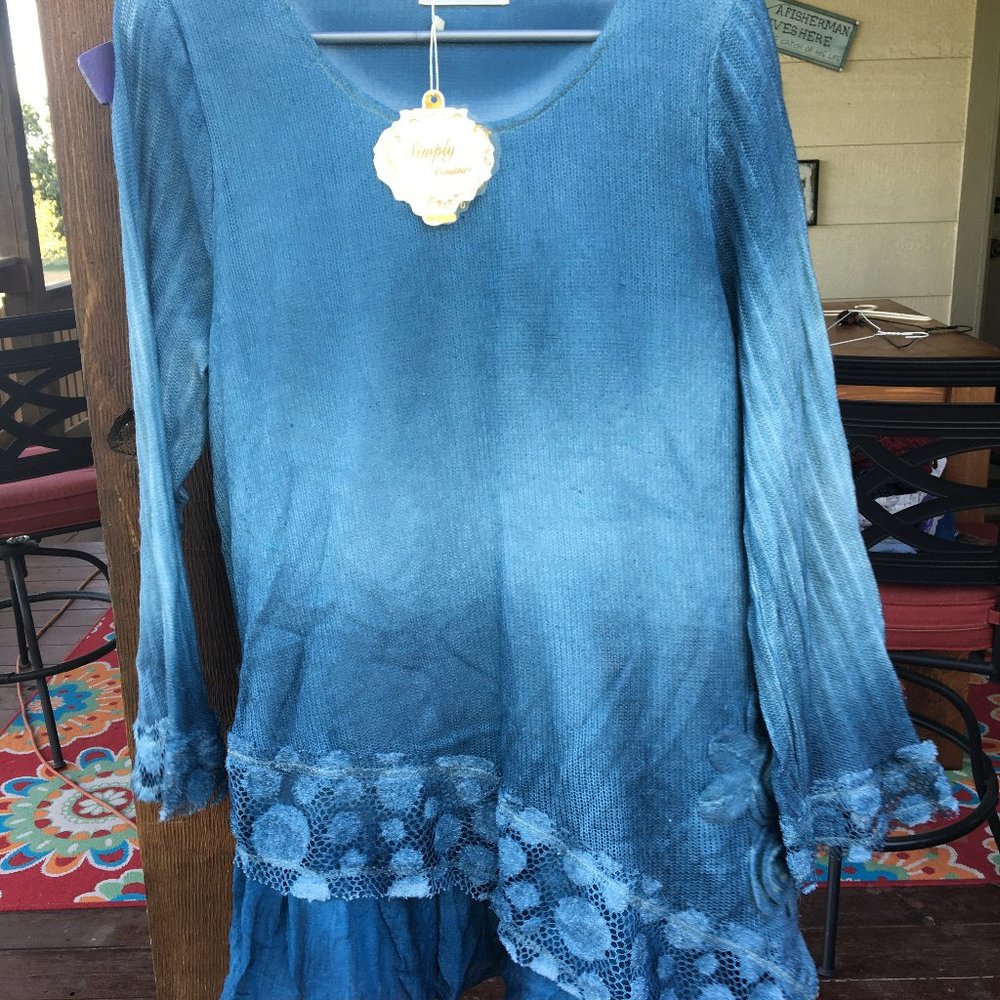 Simply Couture Blue Tunic in Size XL
